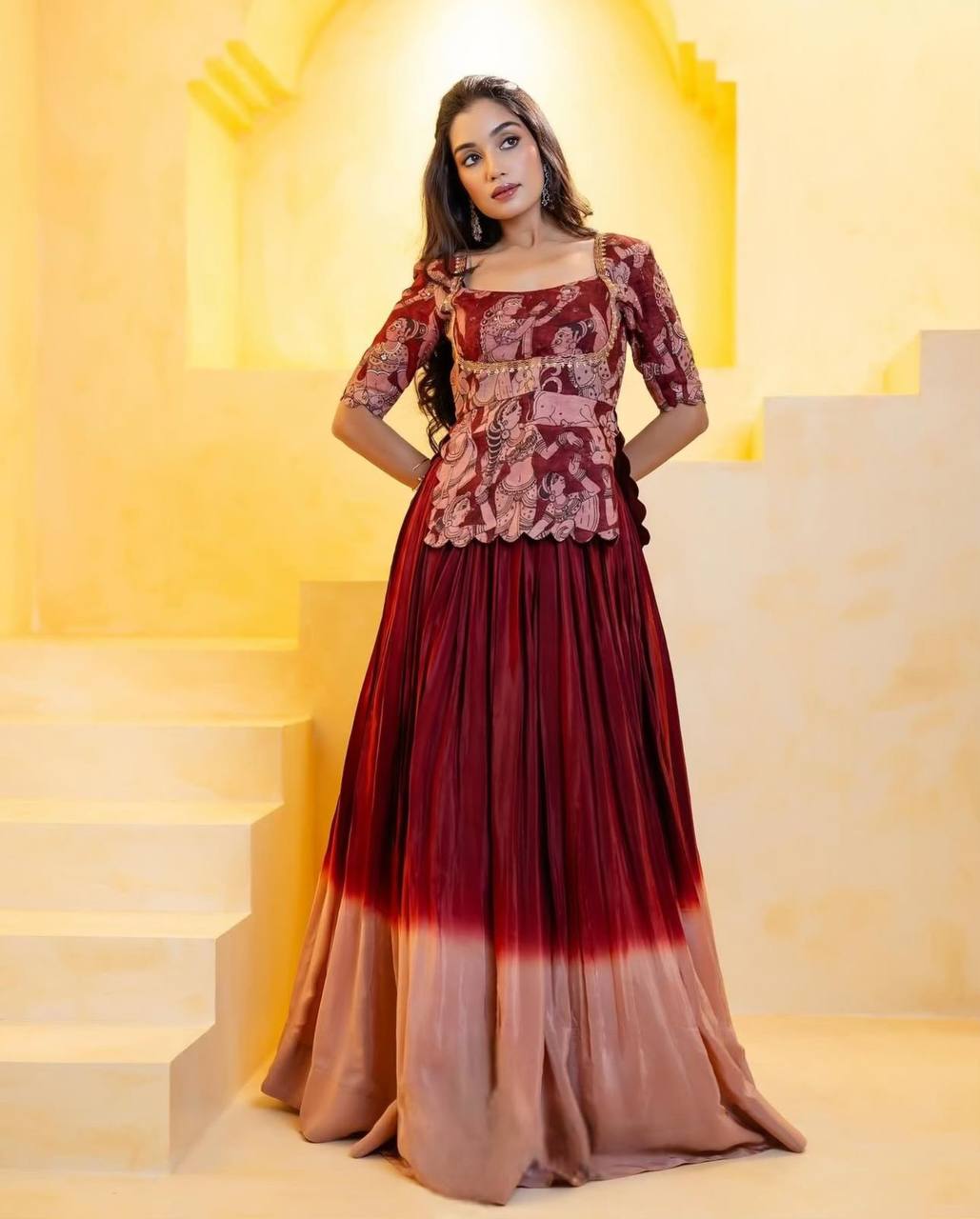 CHINNON CROP TOP WITH LEHENGA