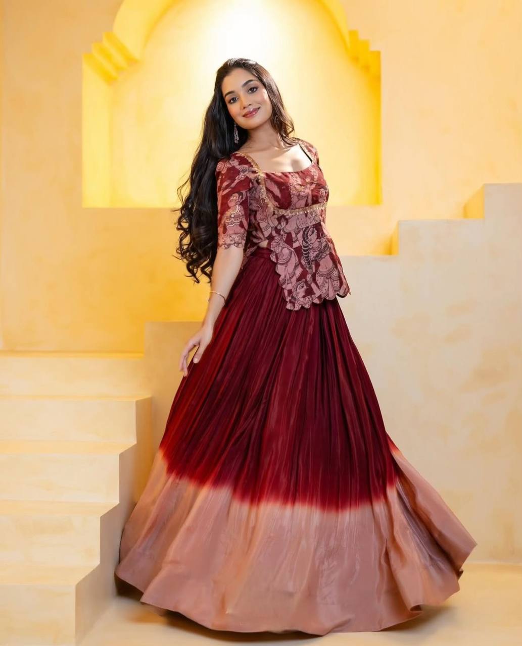 CHINNON CROP TOP WITH LEHENGA