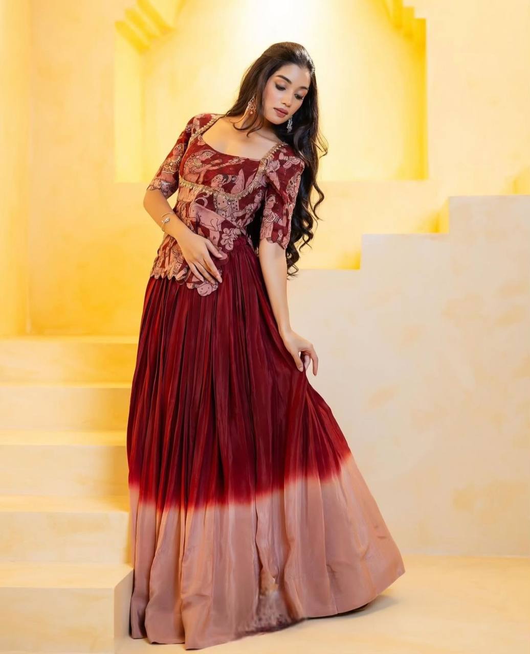 CHINNON CROP TOP WITH LEHENGA