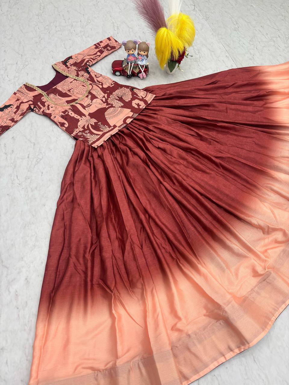 CHINNON CROP TOP WITH LEHENGA