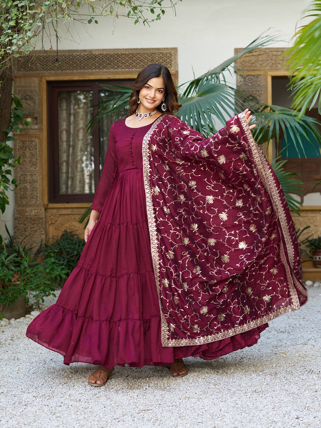 TRENDING VICHITRA SILK ANARKALI GOWN