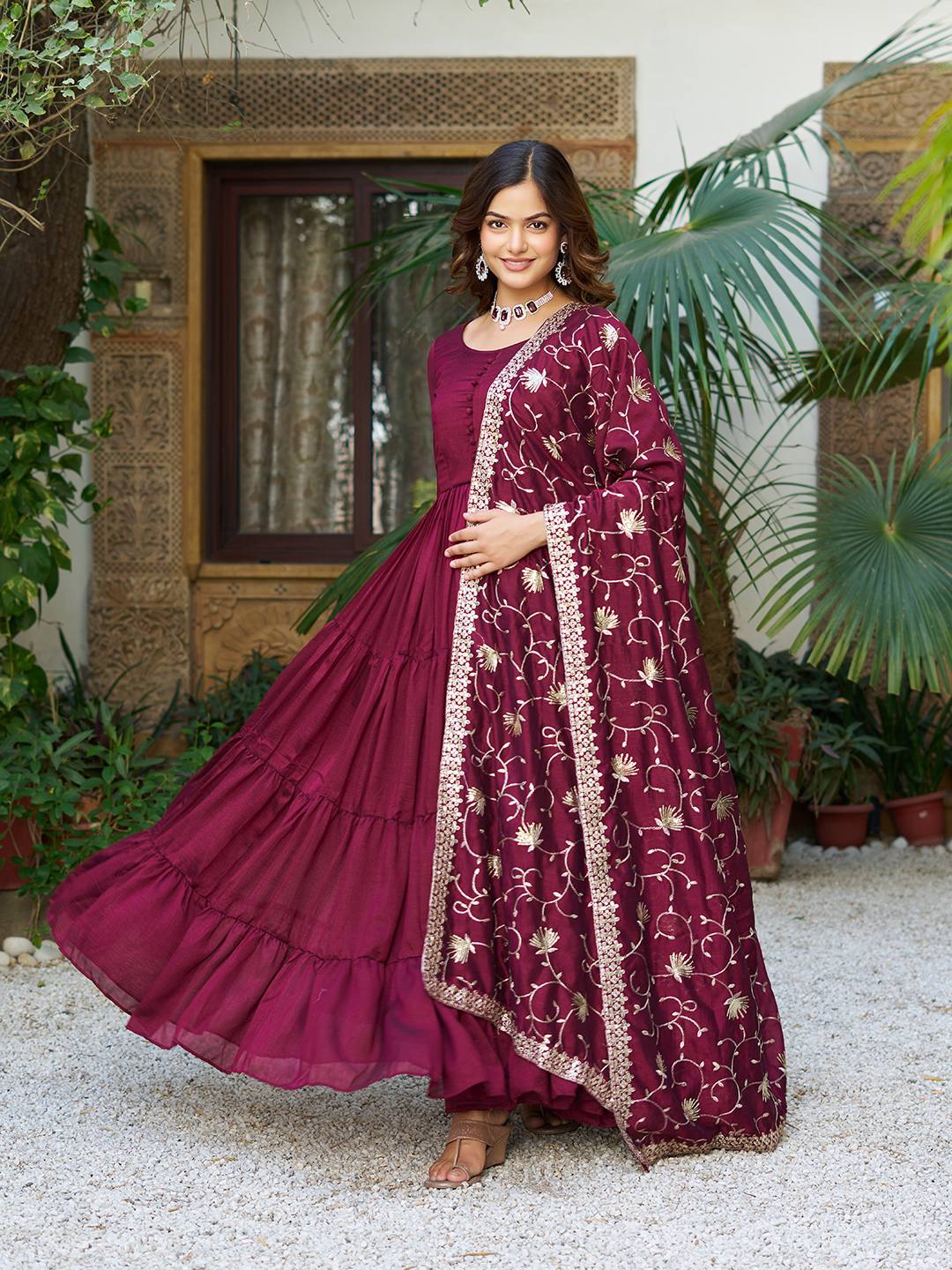 TRENDING VICHITRA SILK ANARKALI GOWN