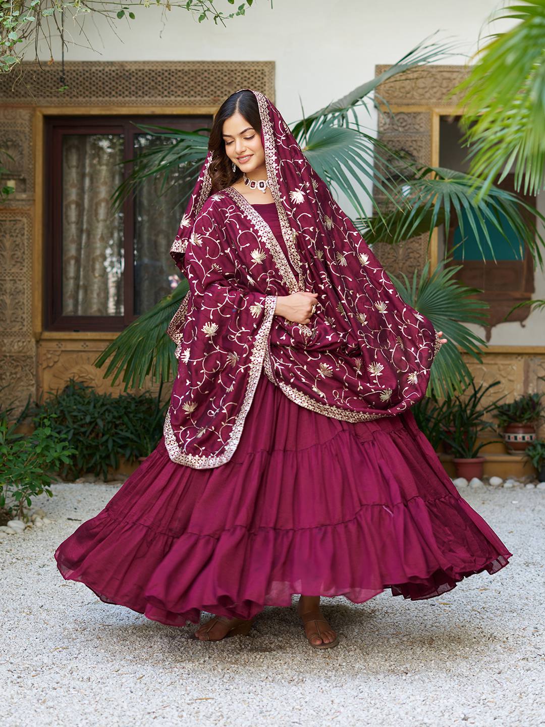 TRENDING VICHITRA SILK ANARKALI GOWN