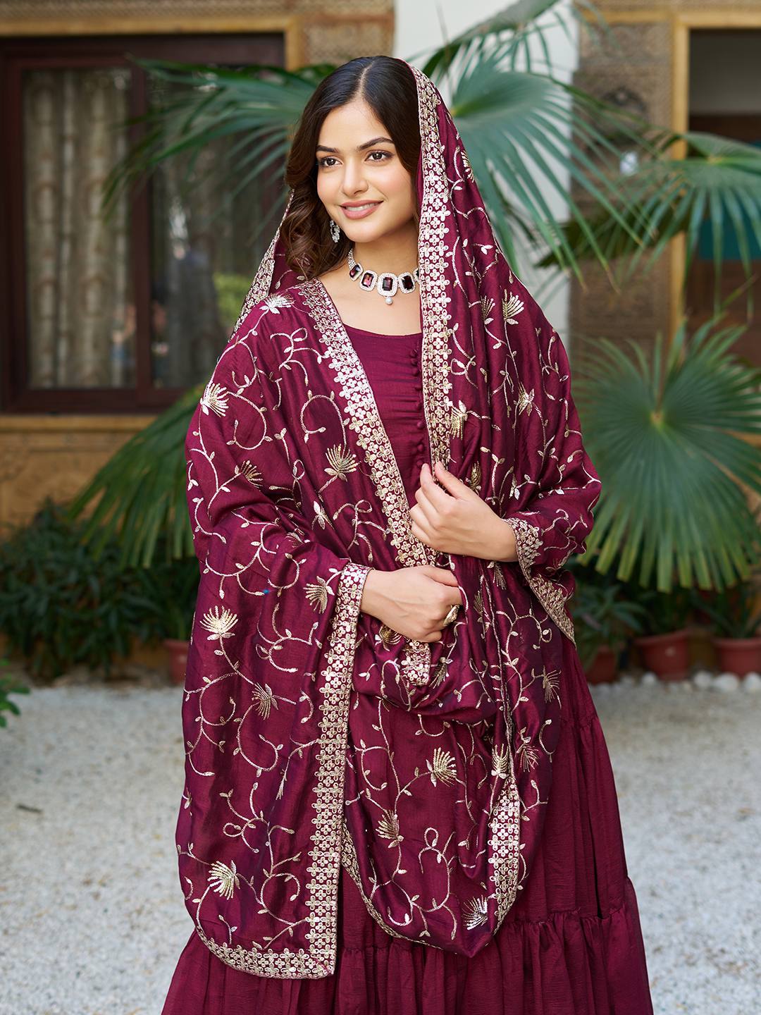 TRENDING VICHITRA SILK ANARKALI GOWN