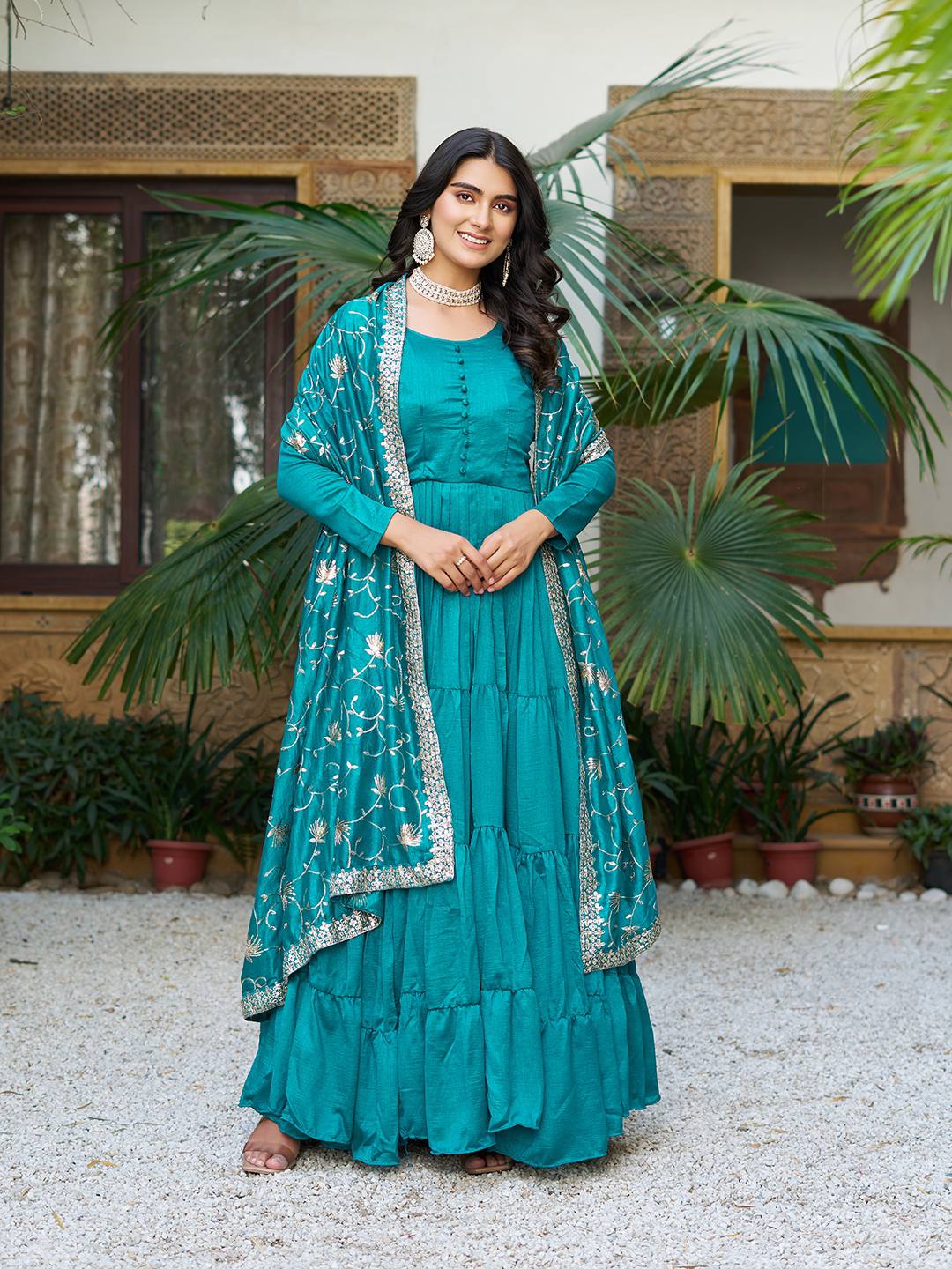TRENDING VICHITRA SILK ANARKALI GOWN