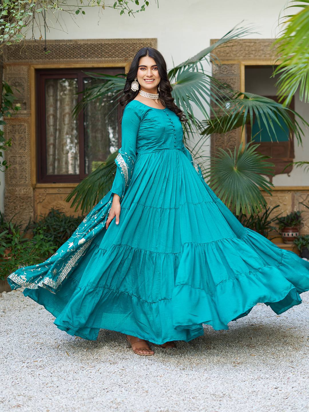 TRENDING VICHITRA SILK ANARKALI GOWN