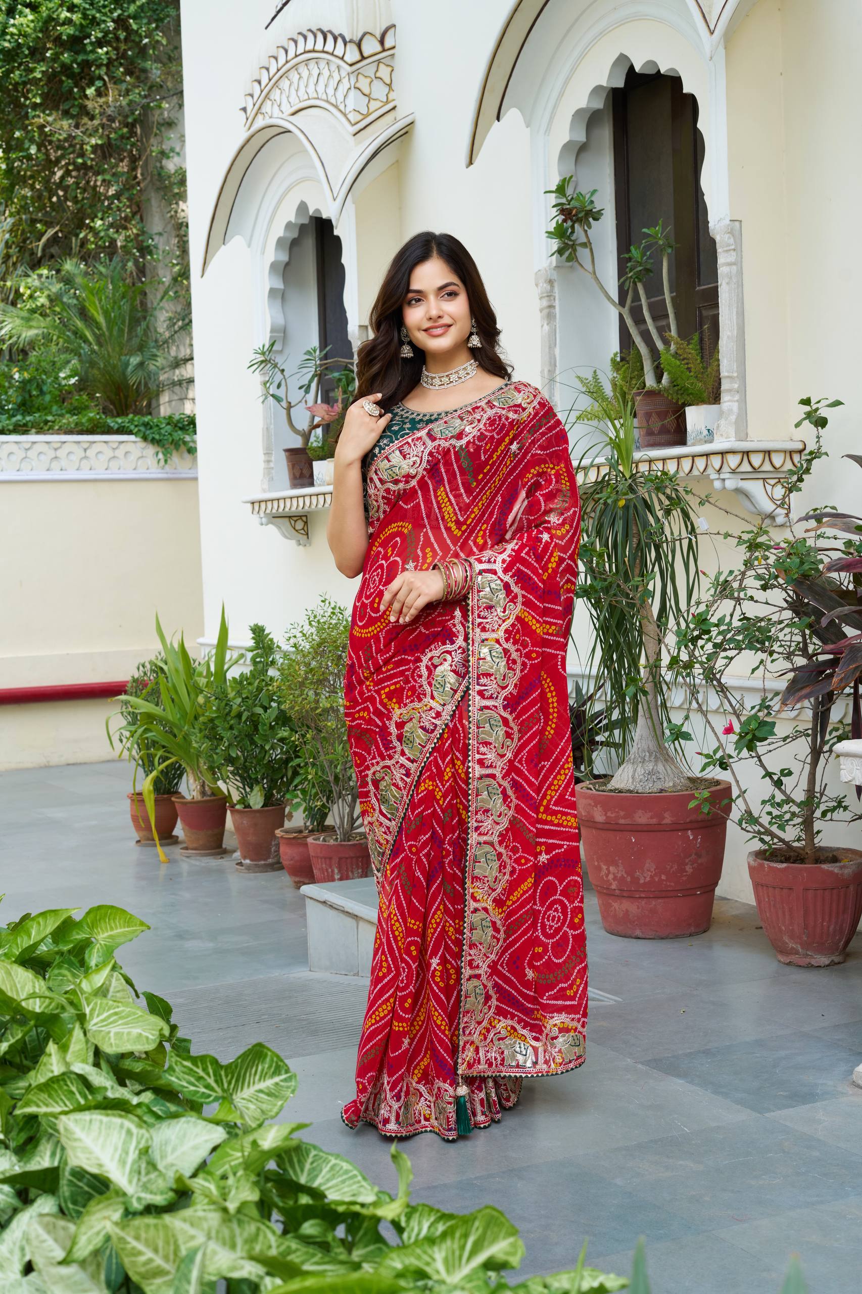 PURE BANDHREJ PITHA GOTA PATI WORK SAREE