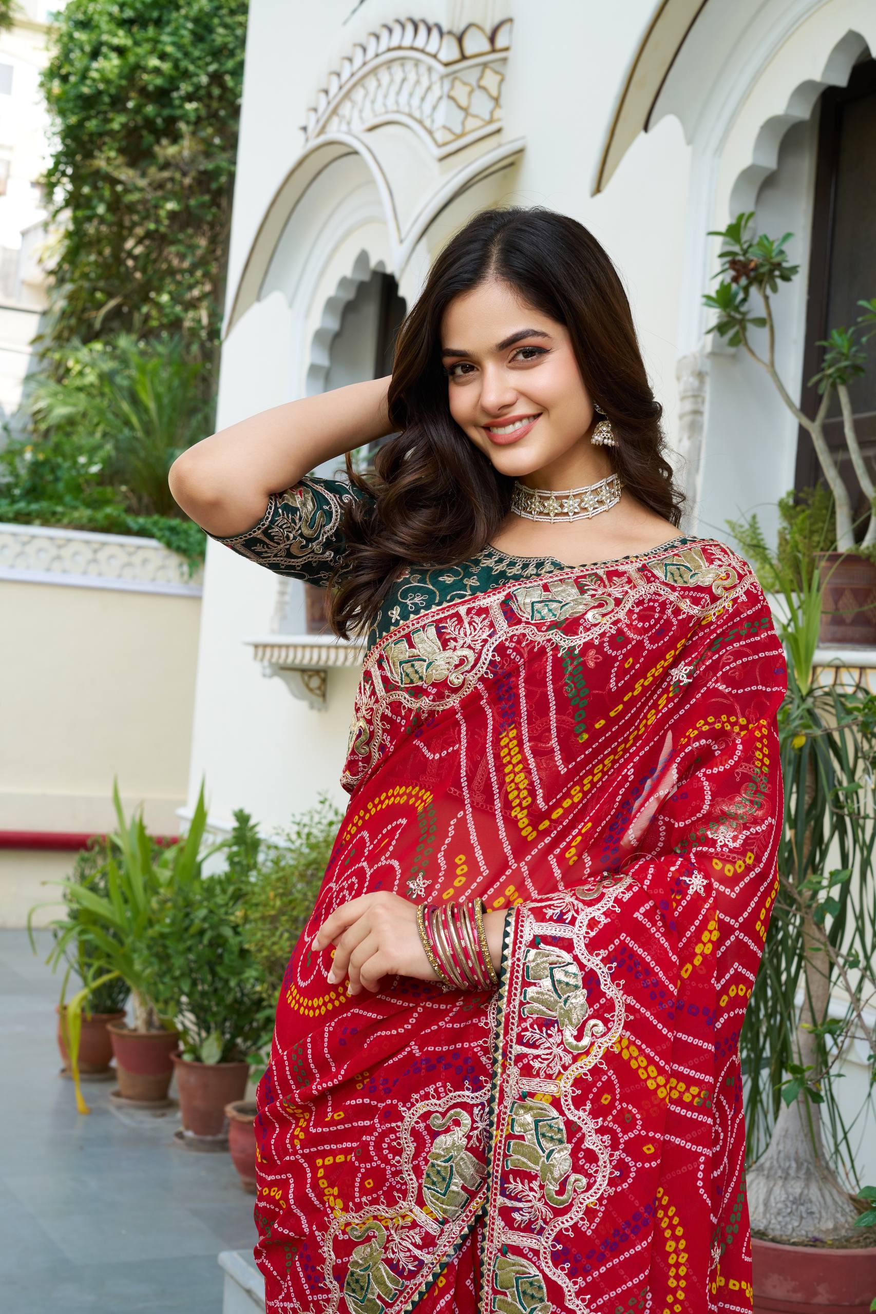 PURE BANDHREJ PITHA GOTA PATI WORK SAREE