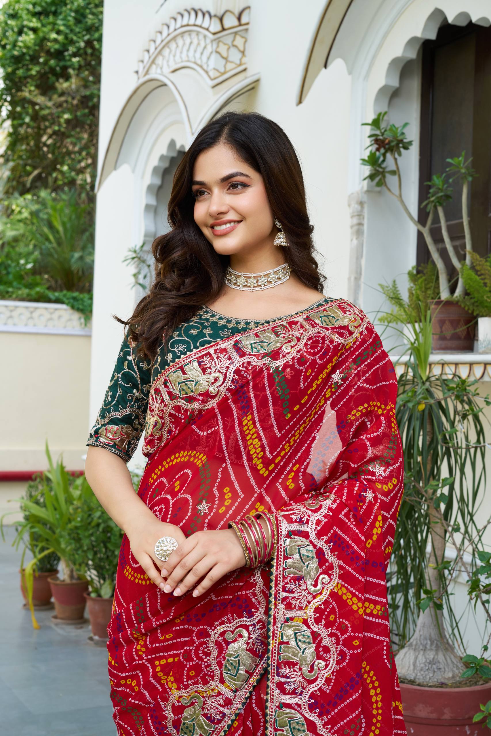 PURE BANDHREJ PITHA GOTA PATI WORK SAREE