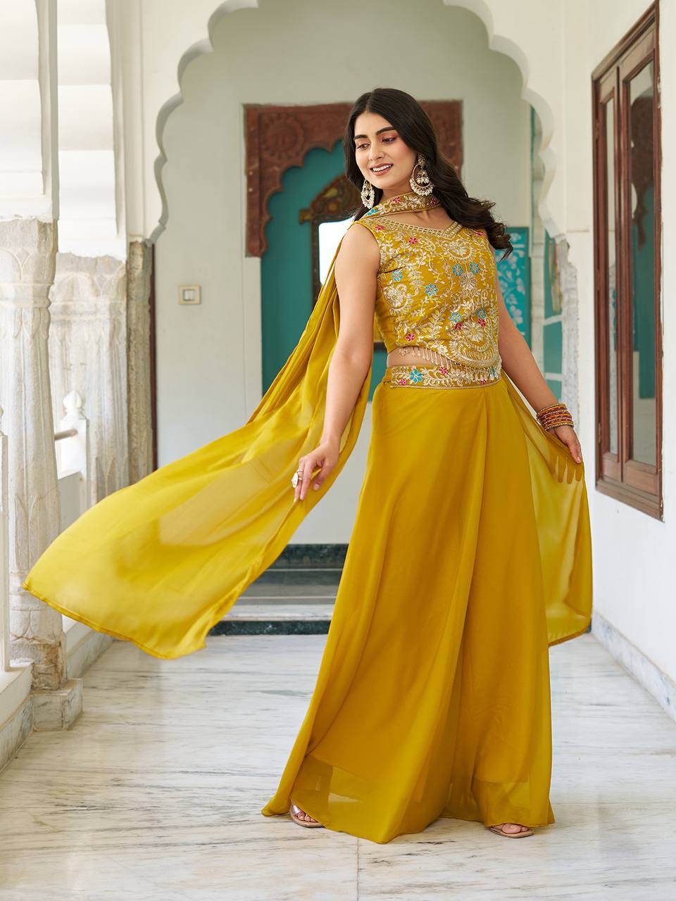 NEW DESIGNER BLOUSE & PALAZZO WITH DUPATTA PAIR