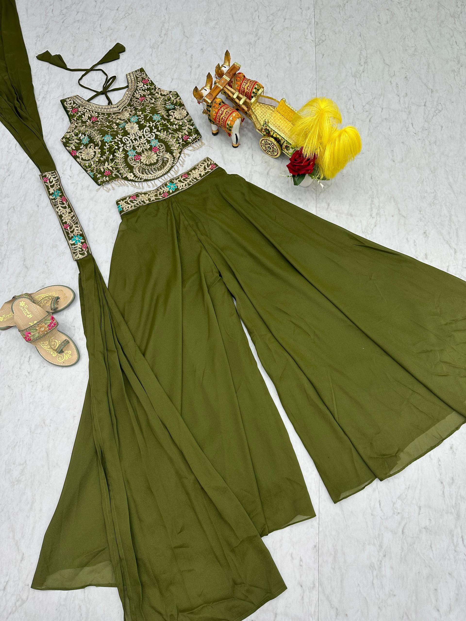 NEW DESIGNER BLOUSE & PALAZZO WITH DUPATTA PAIR