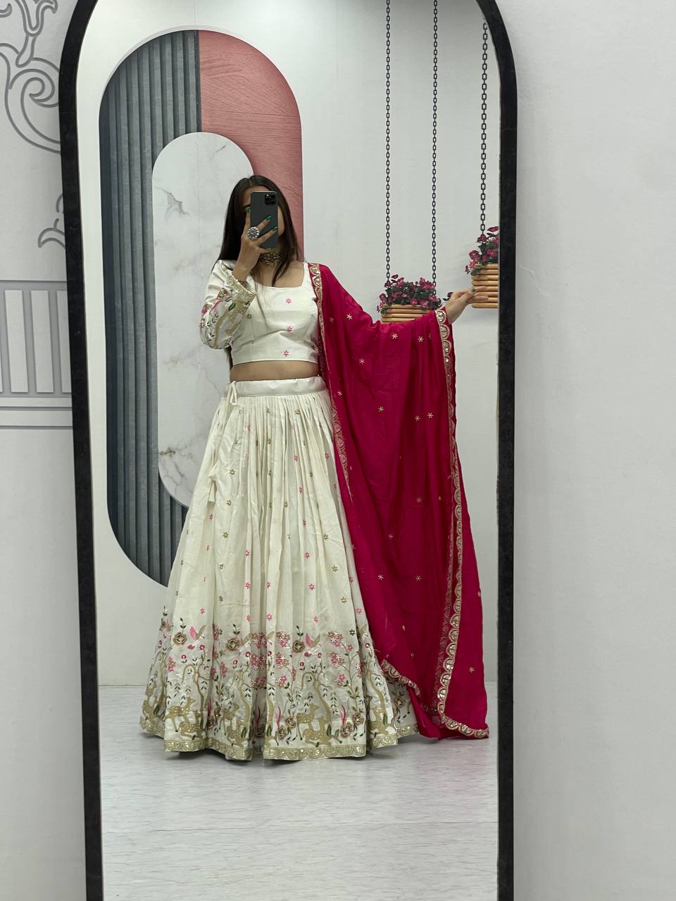 PURE VICHITRA EMBROIDERY WORK LEHENGA CHOLI