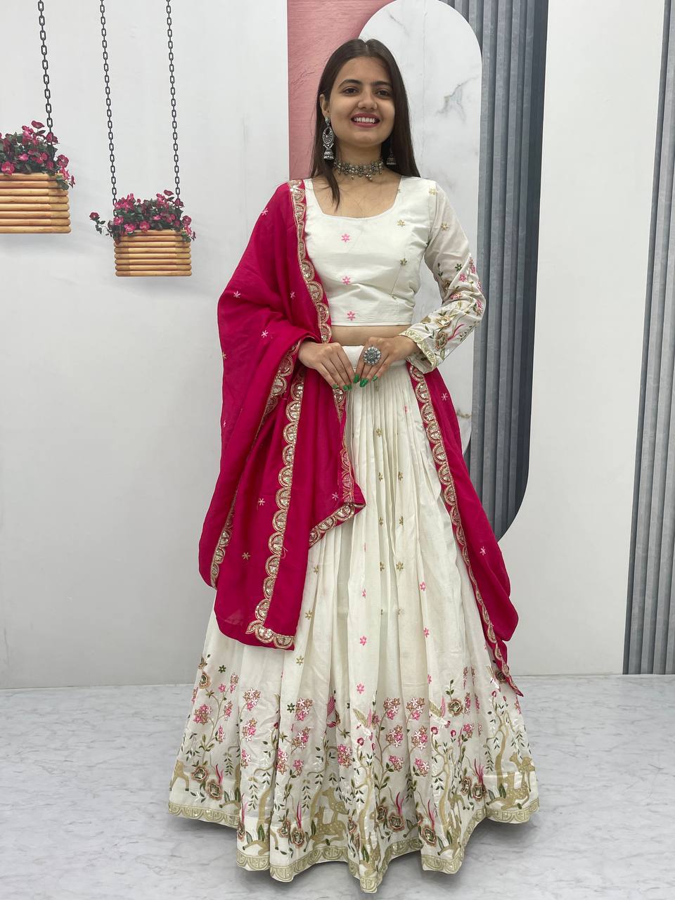 PURE VICHITRA EMBROIDERY WORK LEHENGA CHOLI