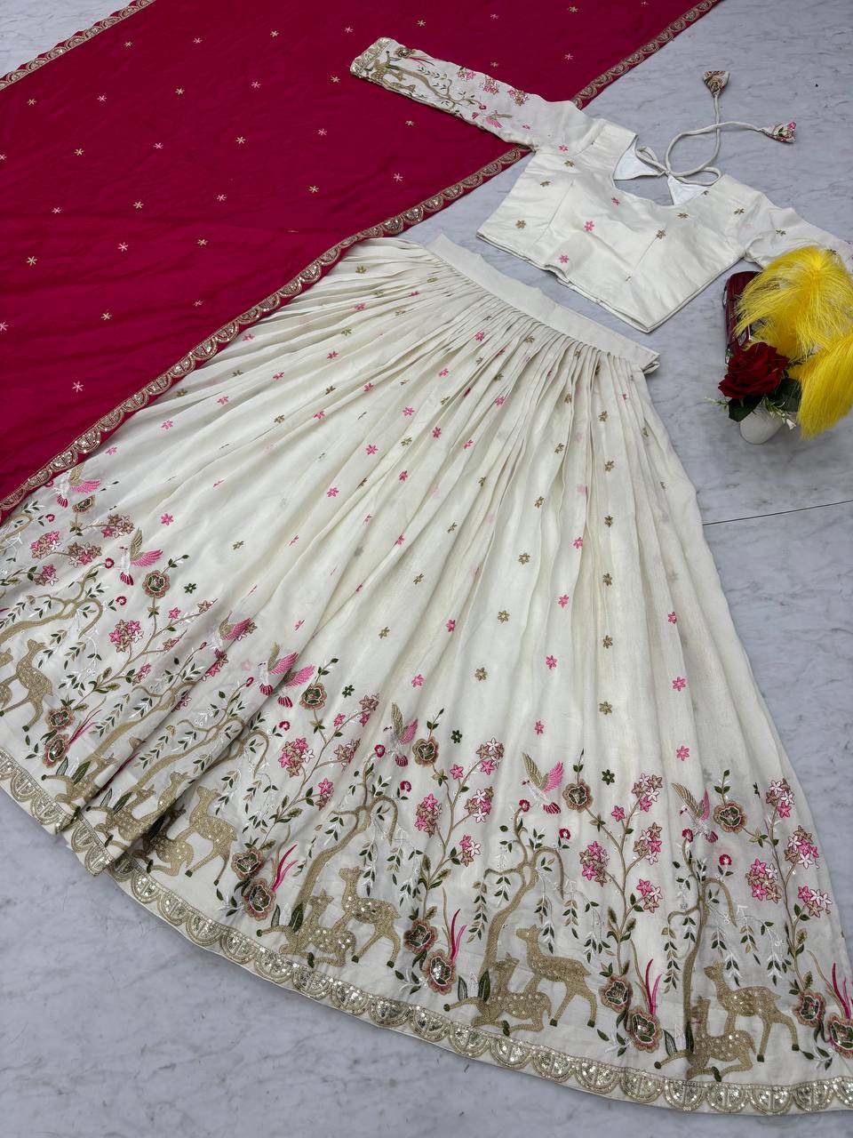 PURE VICHITRA EMBROIDERY WORK LEHENGA CHOLI