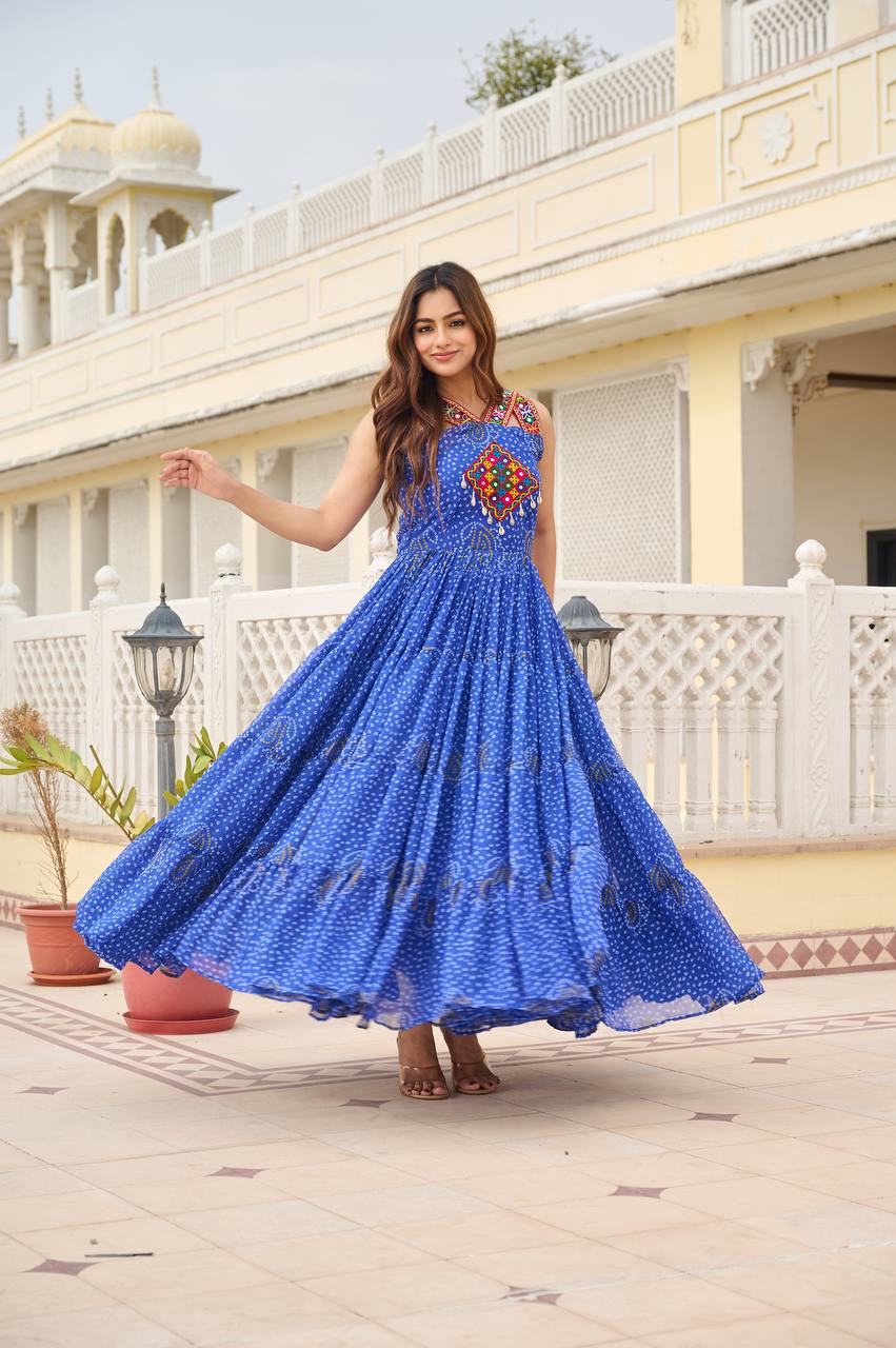 LAUNCHING NAVRATRI SPECIAL GAMTHI WORK GOWN