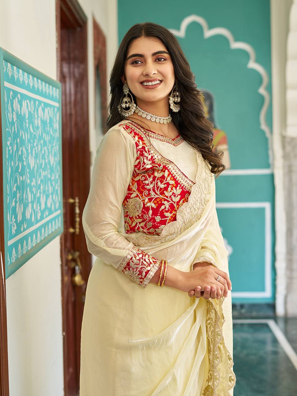 PURE FANDY SAREE WITH GOTA PATI WORK