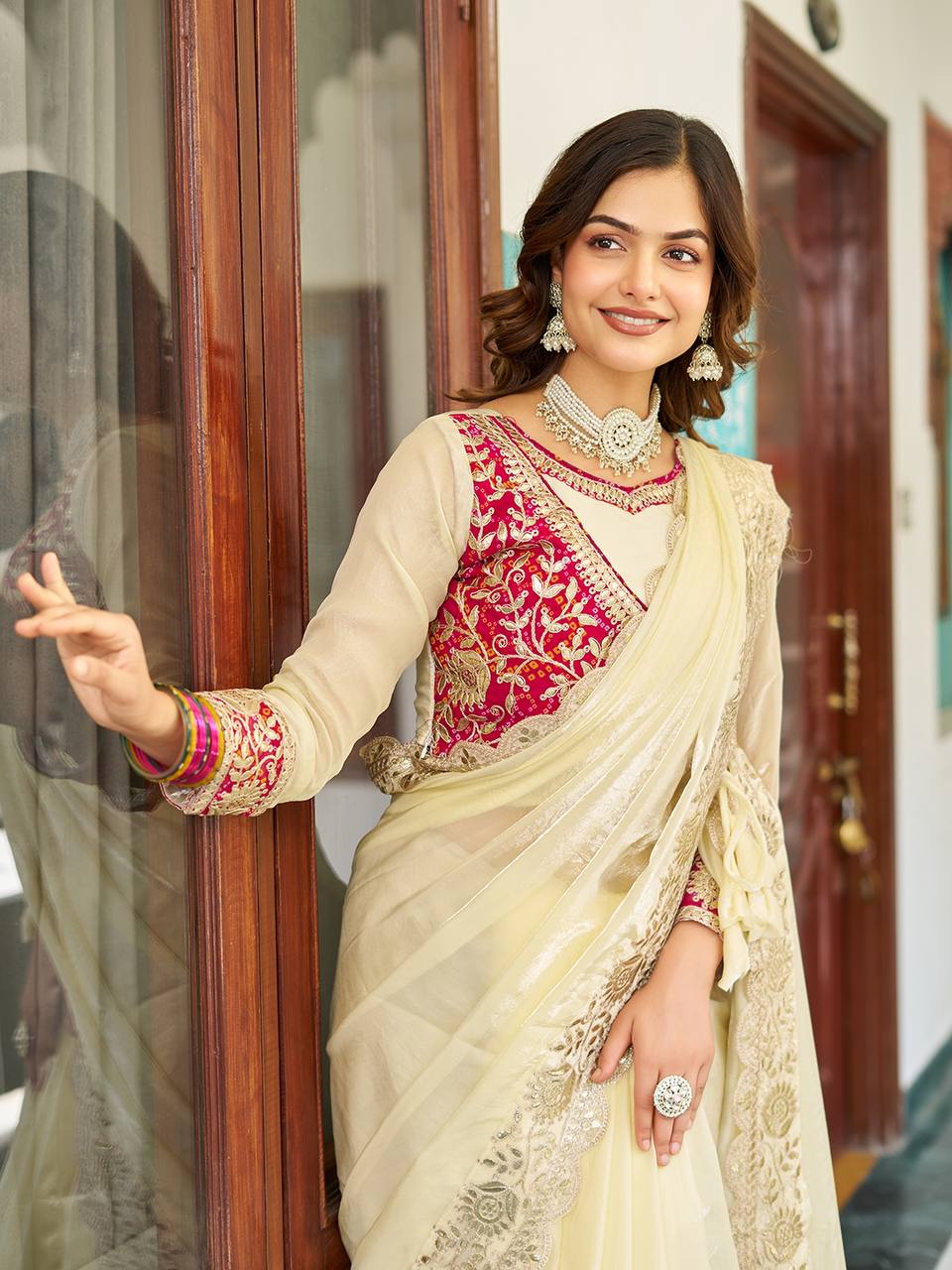 PURE FANDY SAREE WITH GOTA PATI WORK