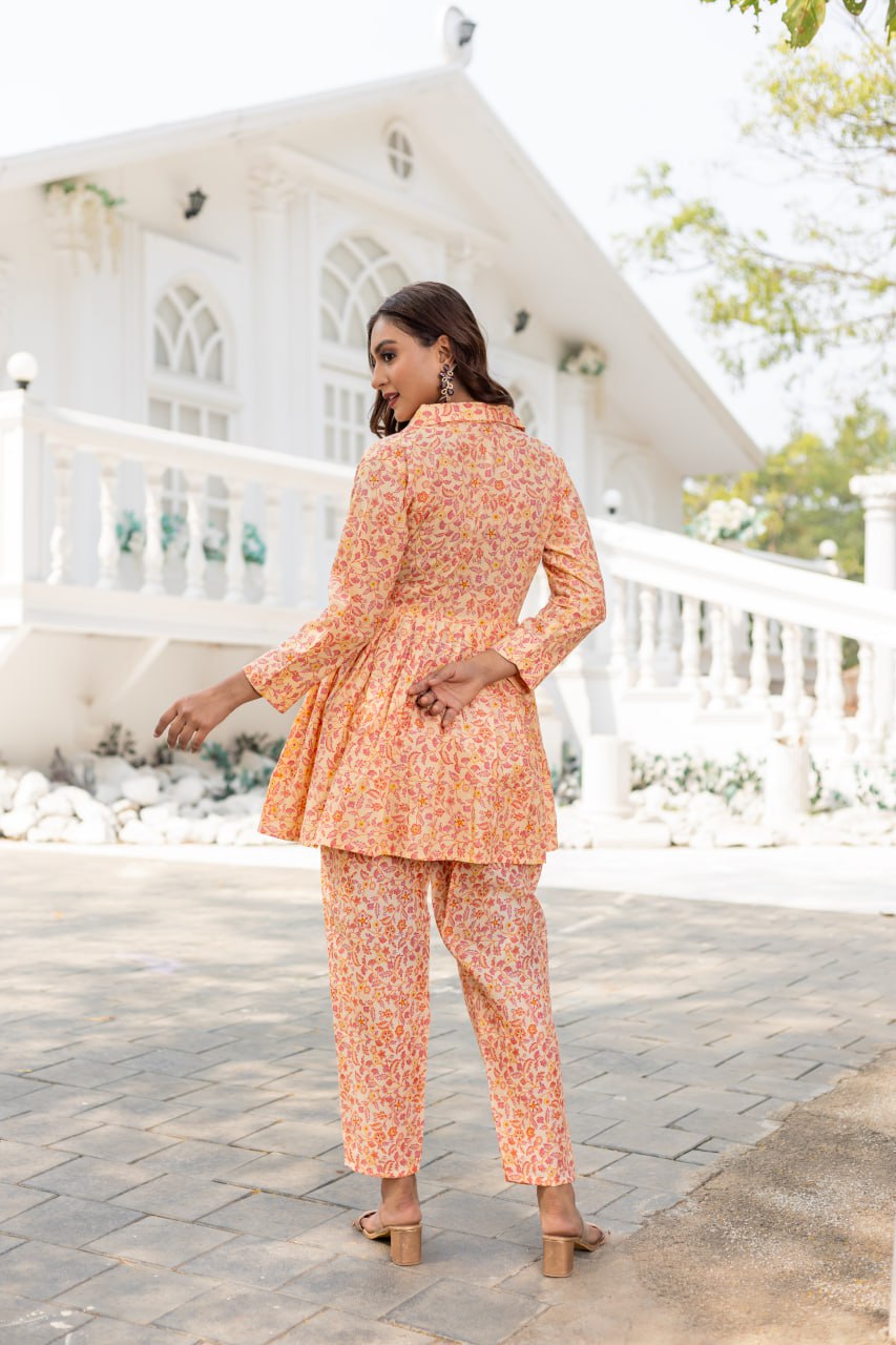 INDO COTTON PRINTED KURTI PANT SET