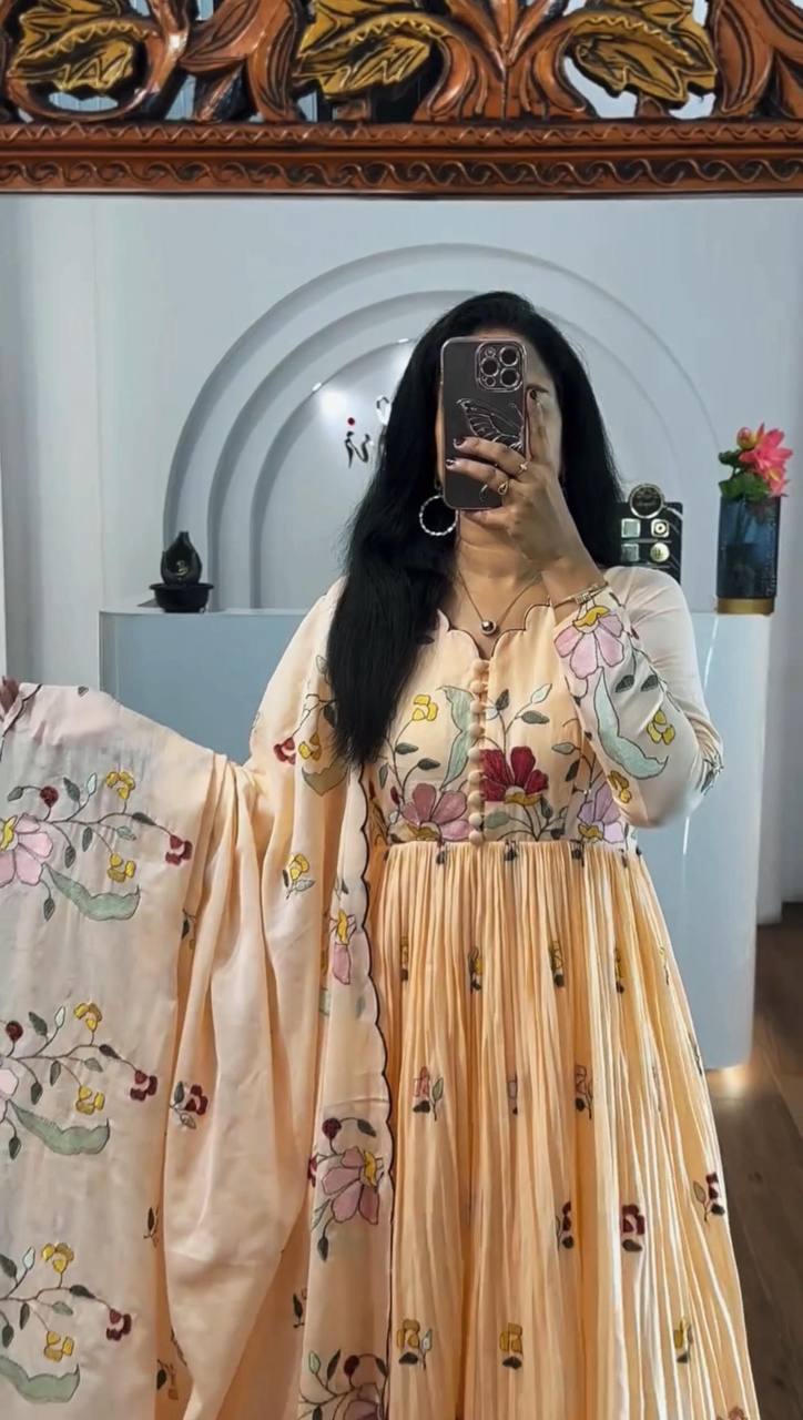 EMBROIDEY WORK HEAVY GEORGETTE GOWN WITH PANT AND DUPATTA