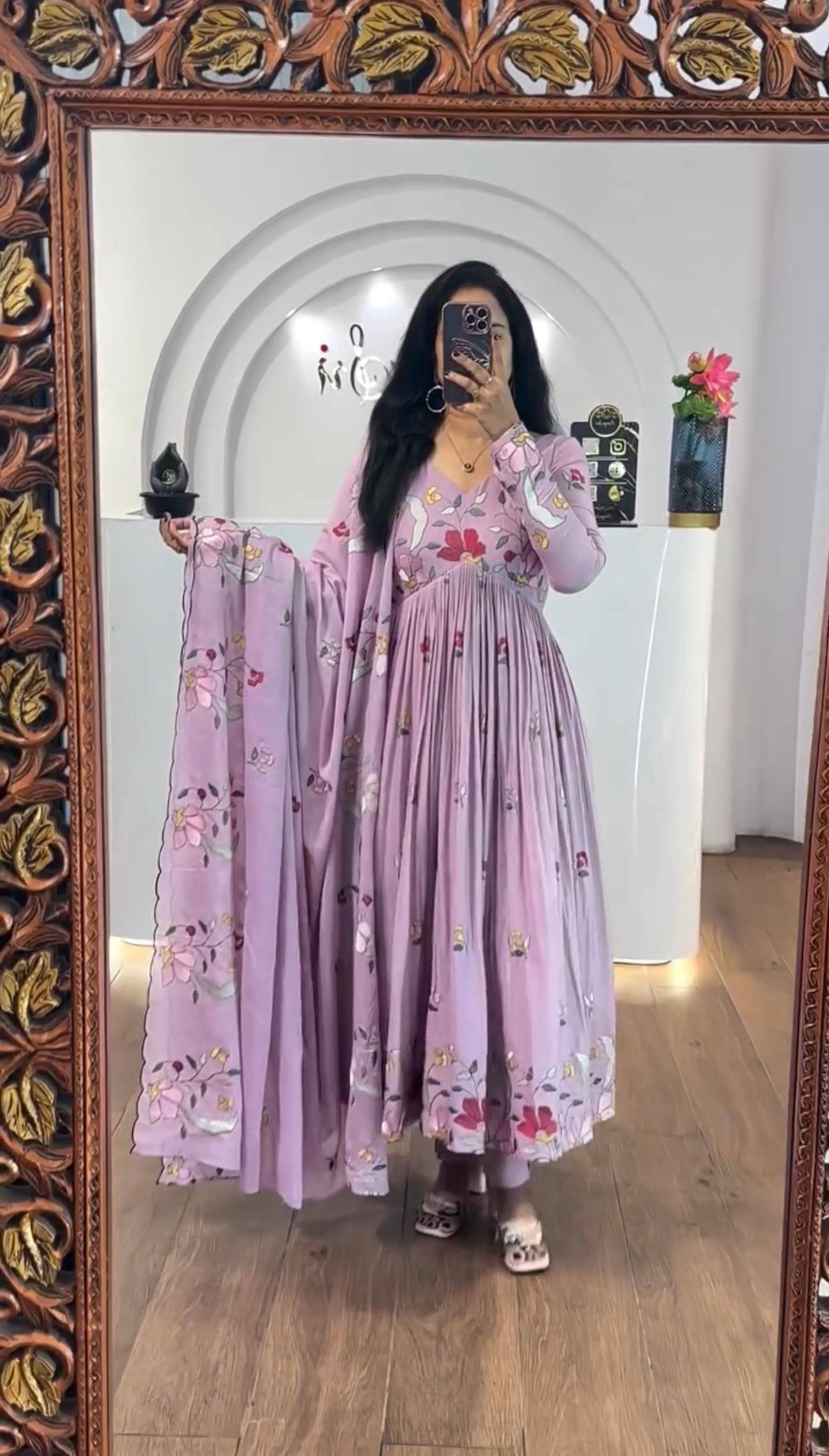 EMBROIDEY WORK HEAVY GEORGETTE GOWN WITH PANT AND DUPATTA