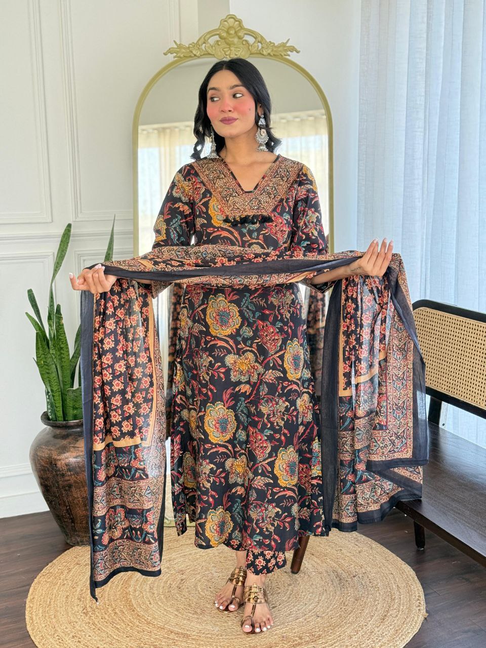 COTTON ANARKALI KURTI PAIR WITH DUPATTA