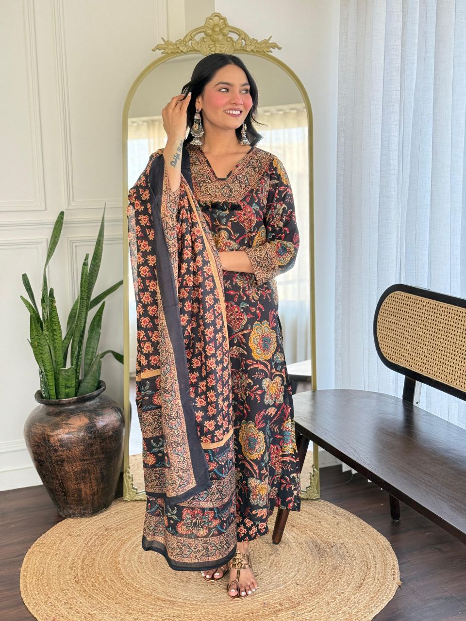 COTTON ANARKALI KURTI PAIR WITH DUPATTA